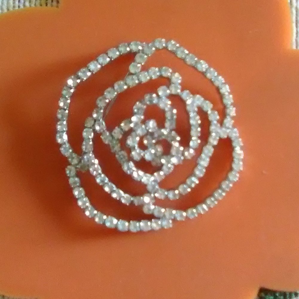 Rhinestone Rose Brooch